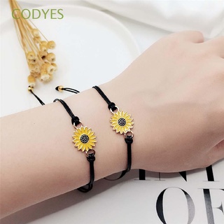 CODYES Temperament Couple Bracelet Wild Sunflower Bracelet Woven Bracelet Black String Daisy Adjustable Love And Friendship Simple Fashion Jewelry