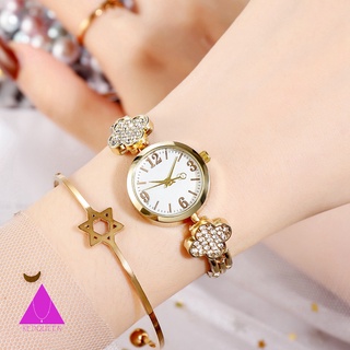 redqueen - reloj de pulsera de cuarzo con diamantes de imitación de trébol de cuatro hojas para mujer