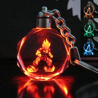 Colorido Dragon Ball Super Saiyan King Goku Cristal Llavero LED Luz Colgante