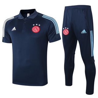 2021 2022 Ajax Men Royal Blue POLO Shirt Sports Pants Football Training Set