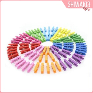 [Shiwaki3] 50 x mezcla de madera Mini clavijas artesanía foto colgante Clips de resorte 2,5 cm pinzas de ropa
