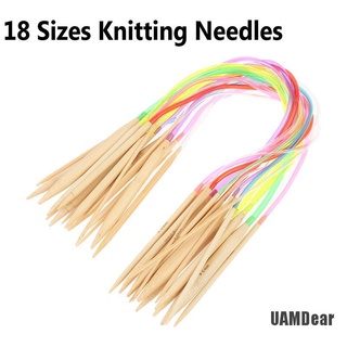 <Uamdear> 18 pzs agujas circulares de bambú para tejer/utensilios multicolores para tejer 40 cm