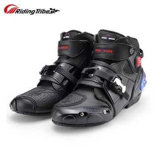 Cabalgata de la tribu de microfibra Motorcross zapatos de equitación de la motocicleta de carreras de protección botas de tobillo anticolisión antideslizante 3 Moto Rider Gear zapatos (1)