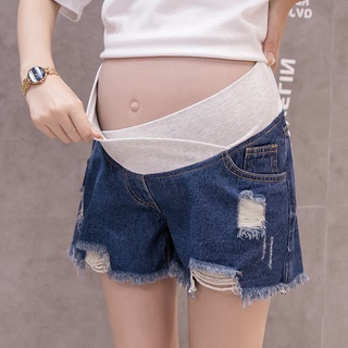 Pantalones de mezclilla fina de verano para mujeres embarazadas pantalones cortos básicos ropa exterior suelta moda Casual Hip-Hugger moda de verano (4)