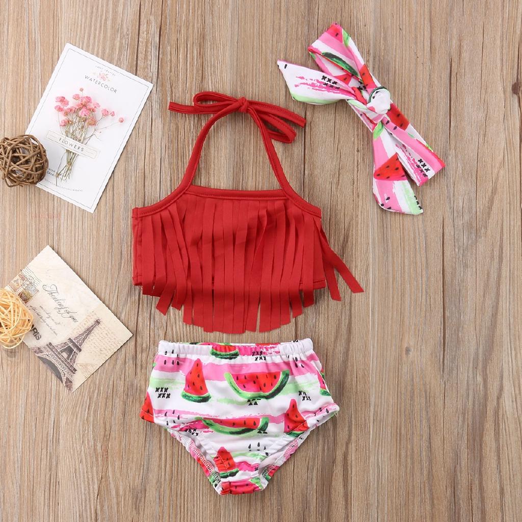 ysr-verano bebé niña borla bikini traje de baño frutas trajes conjunto