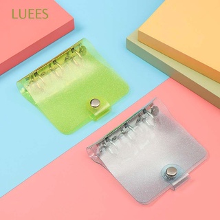 LUEES Portable Notebook Cover Mini Memo Pad Loose Leaf Binder Pink File Folder Notepad Planner Clip Green Simple Loose Leaf Ring Diary Book Cover/Multicolor