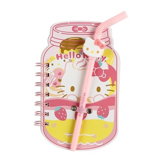 Nuevo producto Miniso producto famoso Hello Kitty Gemini bloc de notas papelería linda chica corazón fruta taza con cuaderno de bobina (5)