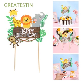 GREATESTIN 1 Pack Cake Decoration Lion Birthday Party Decor Jungle Animals Cake Toppers Wild Forest Theme Happy Birthday Baby Shower Elephant Cake Picks