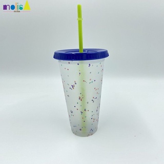 Vaso de plástico reutilizable con tapa y paja, 700 ml/24oz, popote de arco iris reutilizable Starbucks, vaso de plástico, reutilizable, taza de plástico, reutilizable, 700/24 oz, verano, transparente, taza de agua fría