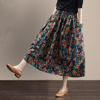 Ragged floral falda otoño 2021 nueva longitud media cintura alta delgada una palabra retro elástico mediados longitud falda
