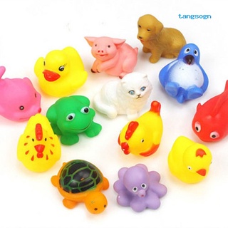 tangsogn 13pcs lindo flotador suave sqeeze sonido animales bebé niños lavado baño juguetes