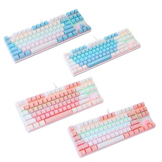tha* k100 gaming teclado led arco iris retroiluminado teclado con 87 teclas para pc/laptop