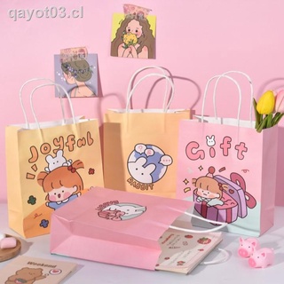 ♠◊◈Corea linda chica bolsa de regalo ins estudiante de dibujos animados chica corazón bolsa de asas regalo de cumpleaños bolsa de papel para envolver (1)