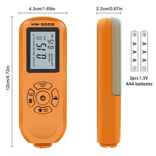medidor de espesor digital de alta resolución compatible con coche automotriz naranja