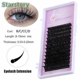STARSTORY 12 Lines Women's Fashion Individual Eyelashes B/C/CC/D Curl Natural Thick Volume Russian Lashes Beauty Mixed Length Eye Extension Tools Soft Hair 0.03/0.05/0.07/0.1/0.15/0.2 Thickness Fan Lash