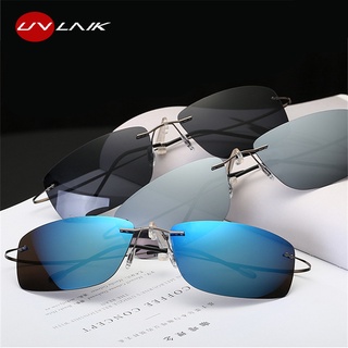 Uvlaik sin montura gafas de sol de titanio hombres polarizados Super delgado sin marco gafas de sol hombre UV400 conducción gafas de sol noche Goggl