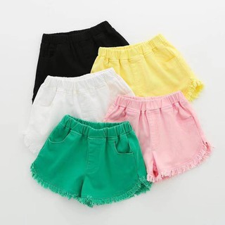 los niños multicolor borla pantalones cortos chica moda pantalones cortos de mezclilla marea