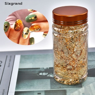 [sixgrand] 1 botella de papel de oro de plata, lámina de cobre, decorada con manicura, 2 g, lámina de oro, fragmentos cl