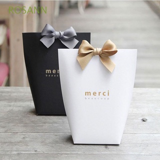 rosann 5pcs cajas de regalo blanco bolsas de regalo caja de caramelo cookie papel kraft agradecimiento negro merci regalo caja de embalaje suministros