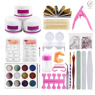 juego completo profesional de manicura kit de extensión de uñas hogar manicura set de uñas purpurina kit de herramientas