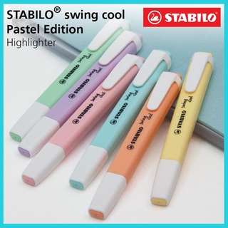 6PCS Set Germany STABILO Swing Cool Pastel Highlighter Pen Office Text Marker with Pocket Clip 6 Colors Students Scrapbook Fluorescent Pen