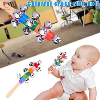 1/3pcs bebé sonajero juguetes de mano campana palo de madera con 10 bolas de metal jingles colorido arco iris percusión juguete musical