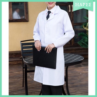 [Hapee] Mujer manga larga blanco Scrubs Lab Coat Doctor enfermera uniforme