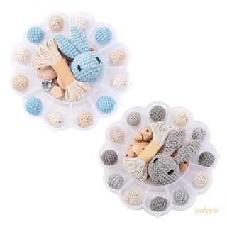 lody 25 Pcs/Box DIY Baby Teething Toy Pacifier Chain Accessories Crochet Beads Knitting Rabbit Material