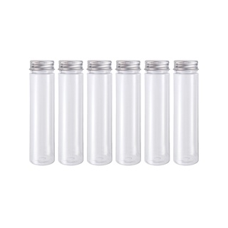 6 tubos de prueba de plástico transparentes de 110 ml, de fondo plano, cosméticos de viaje, loción de viaje con tapas de tornillo
