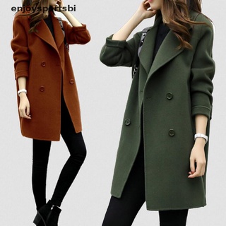 [enjoysportsbi] mujer invierno lana abrigo largo casual sólido slim chaquetas cálidas abrigo outwear [caliente]