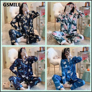 [Gsmile]3Xl-8Xl más el tamaño de Super tamaño pijamas encantadora lencería mujeres pijamas de manga larga camisones niñas ropa de dormir pijama conjunto