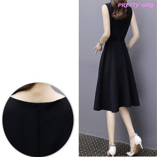 【Ready Stock】 Women Dress A-line Thin Type Sleeveless Dress Mid-length Dress With Belt (5)