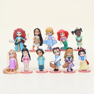 8 cm 11 unids/set Disney princesa figura blanca nieve cenicienta Ariel sirena Rapunzel princesa muñeca cumpleaños regalo de navidad juguetes