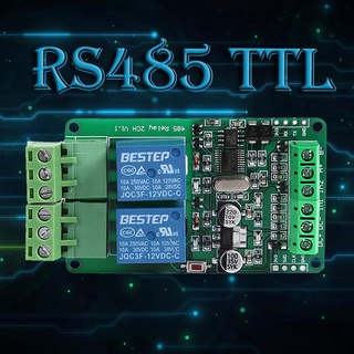 (extremechallenge) modbus rtu 2 vías relé módulo salida 2 canales interruptor rs485 ttl 12v entrada (2)