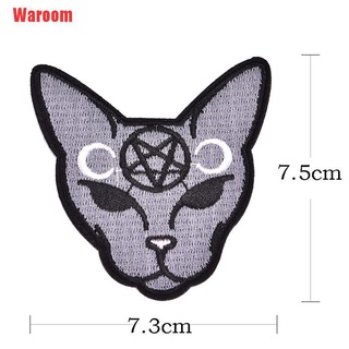 [waroom] 2 unids/lote gótico gato coser plancha en parche bordado costura diy halloween apliques
