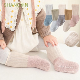 Shangkegin calcetines De algodón grueso antideslizantes Para bebé De 0-3 años/calcetines altos hasta la rodilla/multicolores