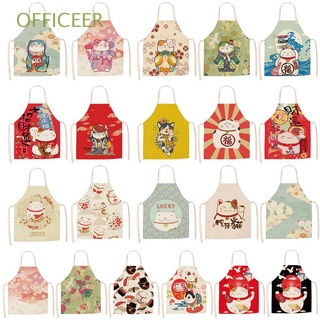OFFICEER Bibs Apron Cooking Cat Pinafore Household Cleaning Cotton Hot Kitchen