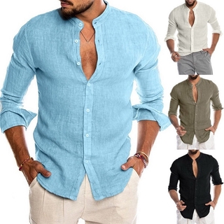 camisa de manga larga con botones para hombre