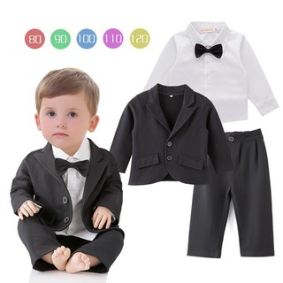 3pcs bebé niños esmoquin conjunto camisa pantalones chaqueta ropa trajes bebé niño niño fiesta de boda traje de cumpleaños negro ropa formal