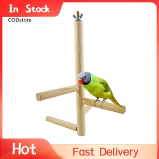 cd-pet bird parrot 4 barras de madera giratorias perchas de pie escalera rack juego de juguete