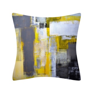 ☾Nk✲Funda de almohada con patrón abstracto simple cuadrado clásico pintura al óleo suave cómoda fundas de cojín (5)