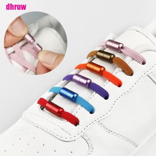 DHR 1Pair New Aluminum Metal Lock Shoelaces Elastic Shoe Laces No Tie Shoelace