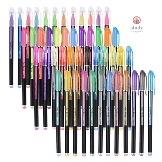 bolígrafos de gel de 48 colores incluye purpurina/ neon/gouache/plumas de metal resaltando dibujo para estudiantes libros para colorear