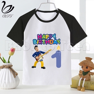 Feliz cumpleaños número de dibujos animados bombero Sam niños ropa camiseta regalo de cumpleaños niños ropa niños camisetas fiesta camisetas (1)