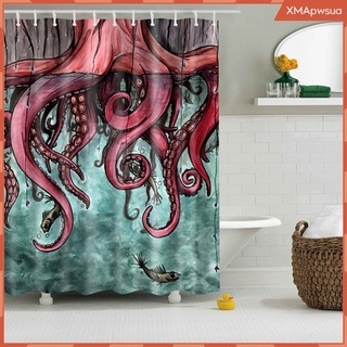impermeable poliéster baño ducha forro transparente panel de cortina con 12 ganchos #5 (1)