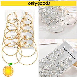 🎉sólo🎉 Set de aretes de aro Unisex de 6 pares de piercings de oro colgantes de oreja de plata fiesta Punk moda joyería/Multicolor