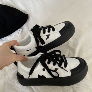 las mujeres zapatillas kawaii blanco harajuku zapatos deportivos de impresión de vaca lolita plataforma plana vulcanize coreano correr de goma casual (1)