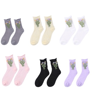 Calcetines cortos cómodos cómodos transpirables de verano Ultrafinos transparentes para absorber el sudor dulce color Floral para mujer (6)