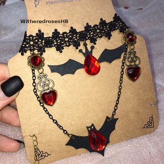 (witheredroseshb) gótico joyería rojo murciélago halloween collar de encaje gargantilla collar pesadilla capas en venta