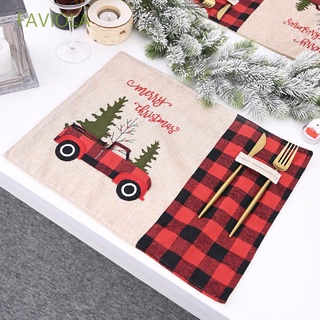 FAVIOLA Durable Placemat Eco-friendly Tableware Table Mat Christmas Decoration Kitchen Christmas Tree Heat Resistant Knitted fabric Dining Coaster